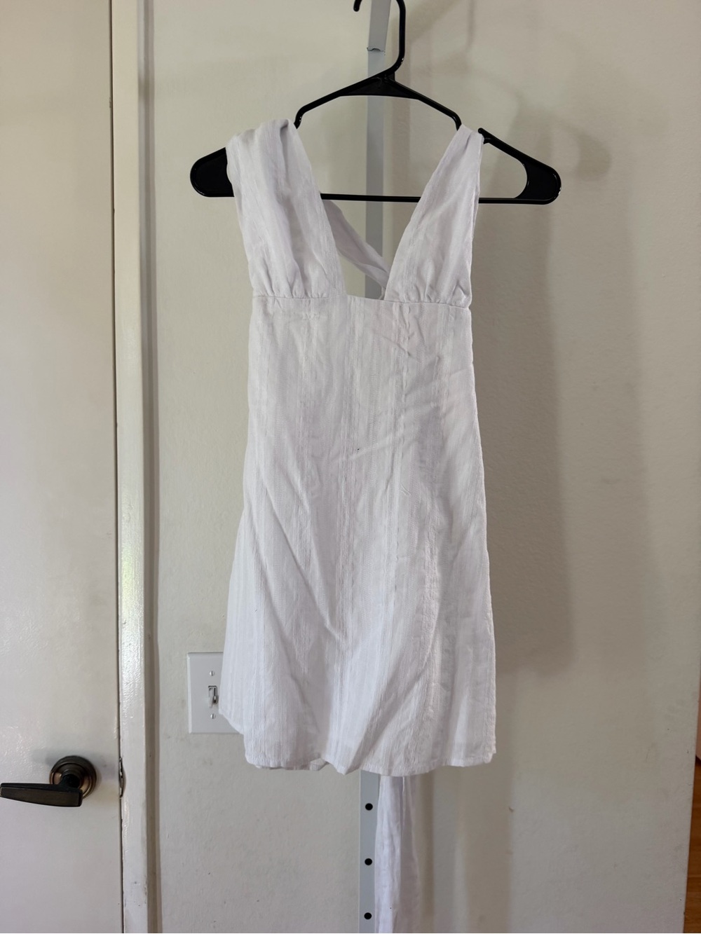 Princess Polly White Textured V-Neck Mini Dress